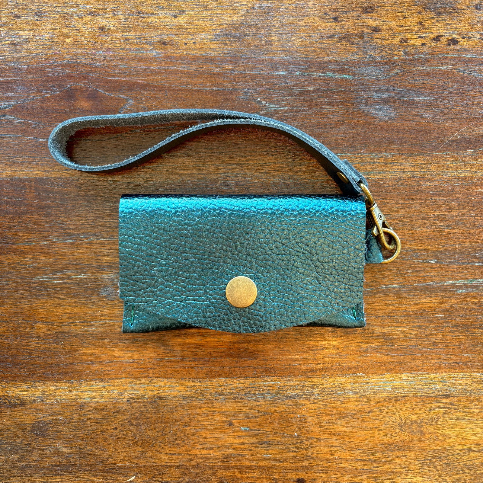 Mini Wristlet - Metallic Teal