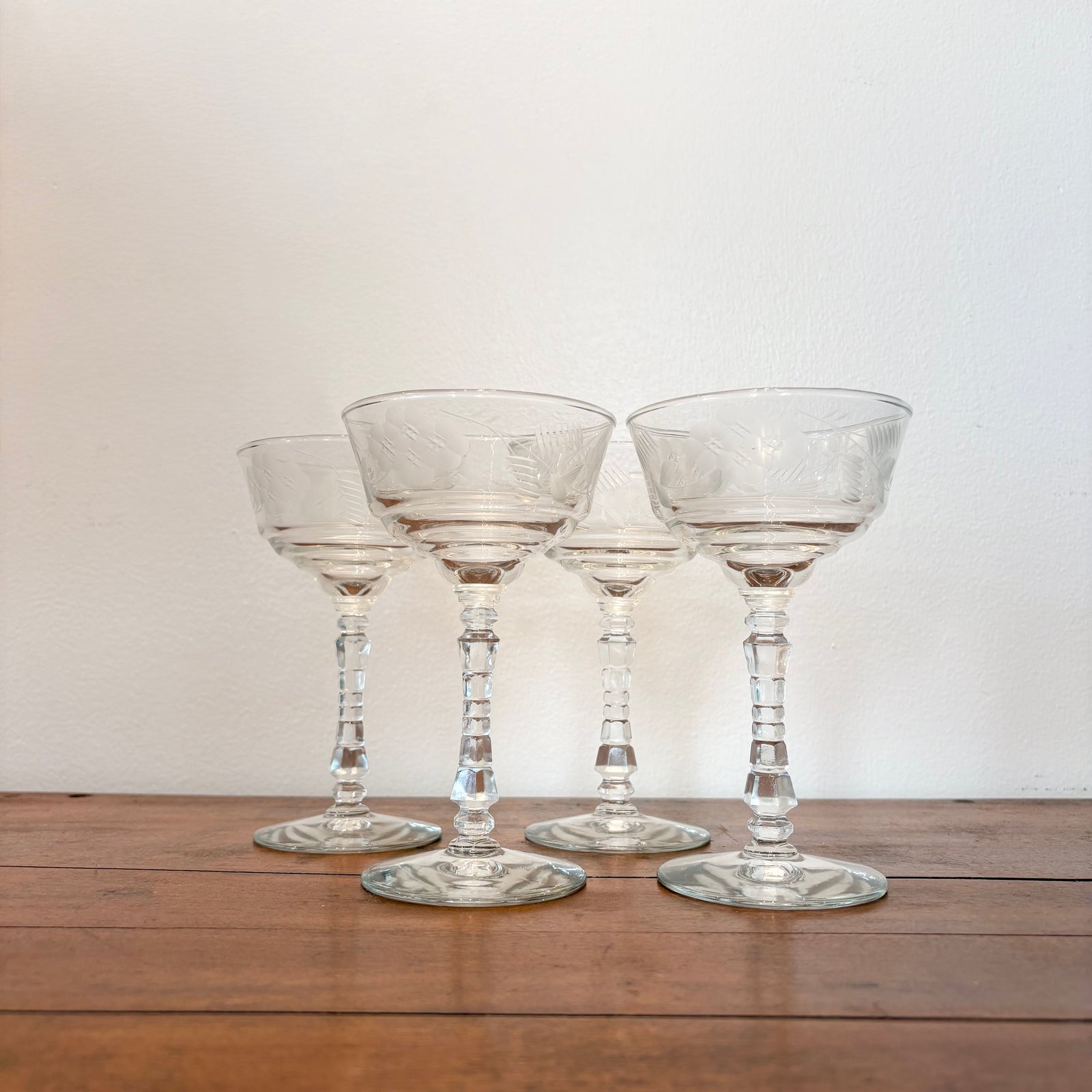 1950’s Etched Champagne Coupes (set of 4)