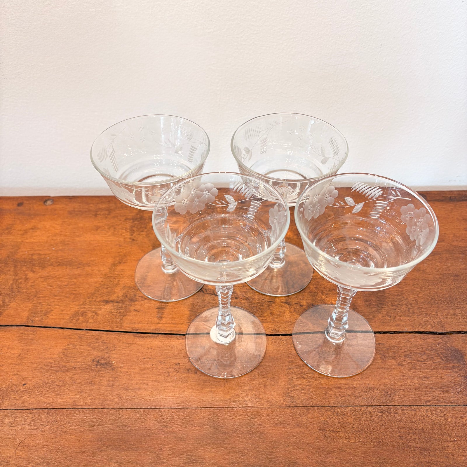 1950’s Etched Champagne Coupes (set of 4)