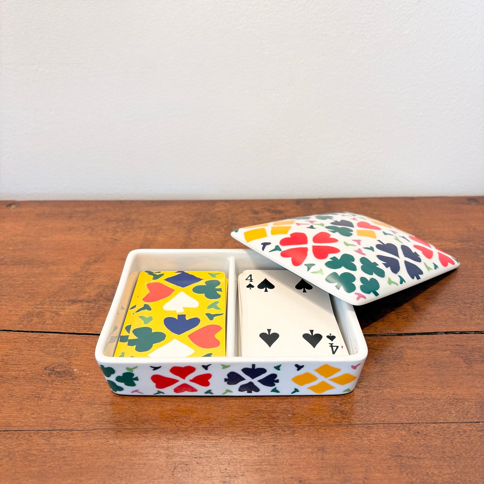 Japanese Porcelain Card Deck Holder (playing cards included)