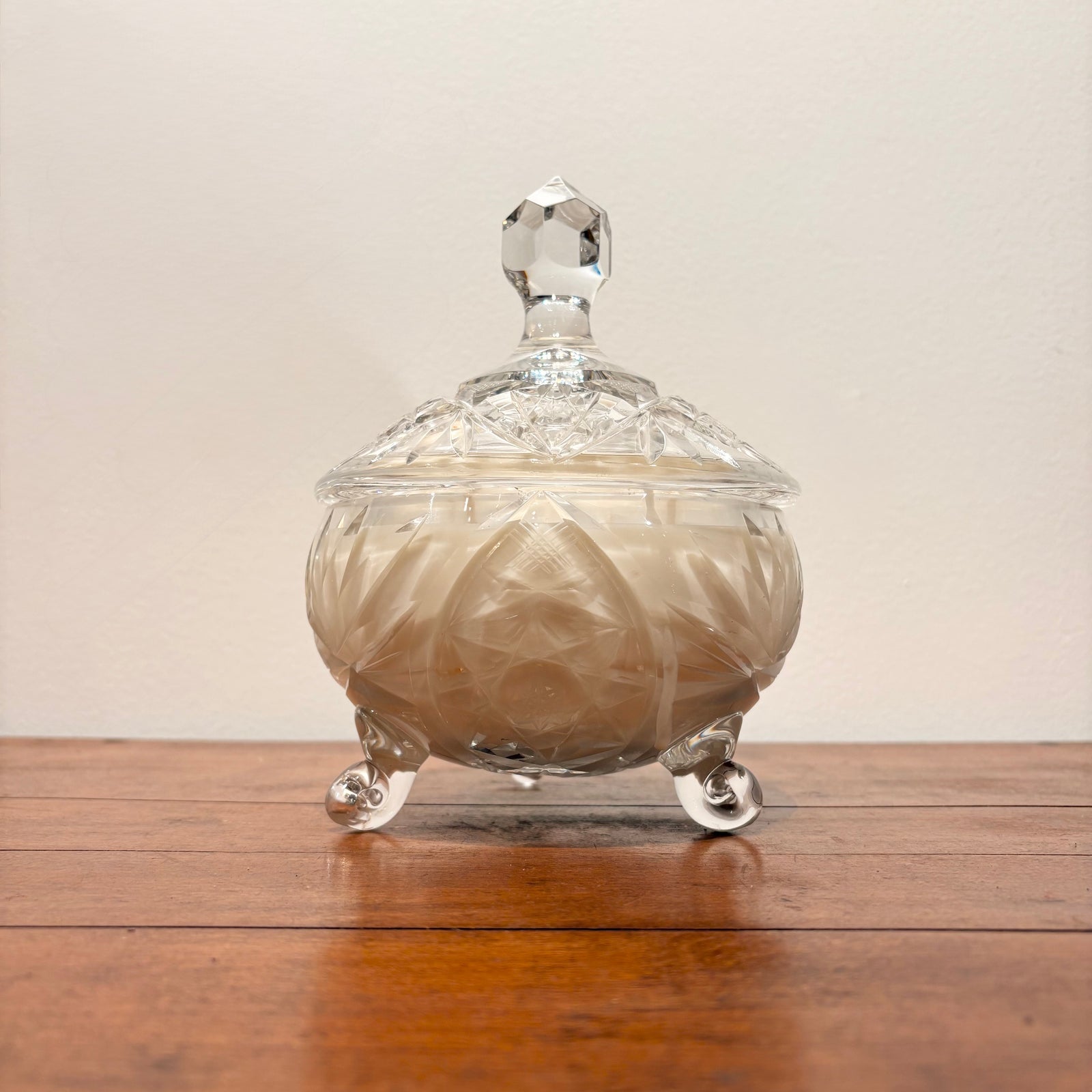 Candle in Footed Crystal Dish