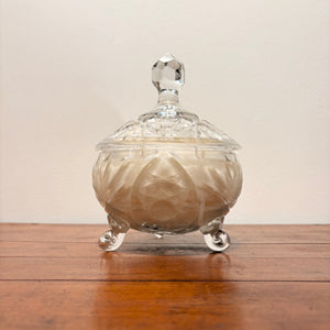 Candle in Footed Crystal Dish