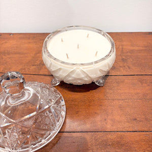 Candle in Footed Crystal Dish