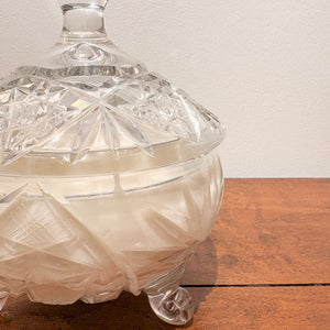 Candle in Footed Crystal Dish