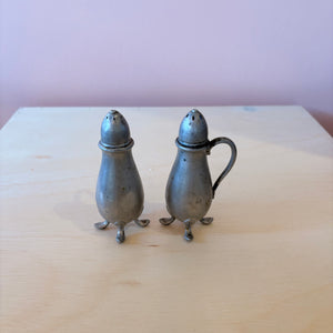 Vintage Footed Pewter Salt & Pepper Shakers