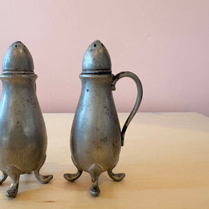 Vintage Footed Pewter Salt & Pepper Shakers