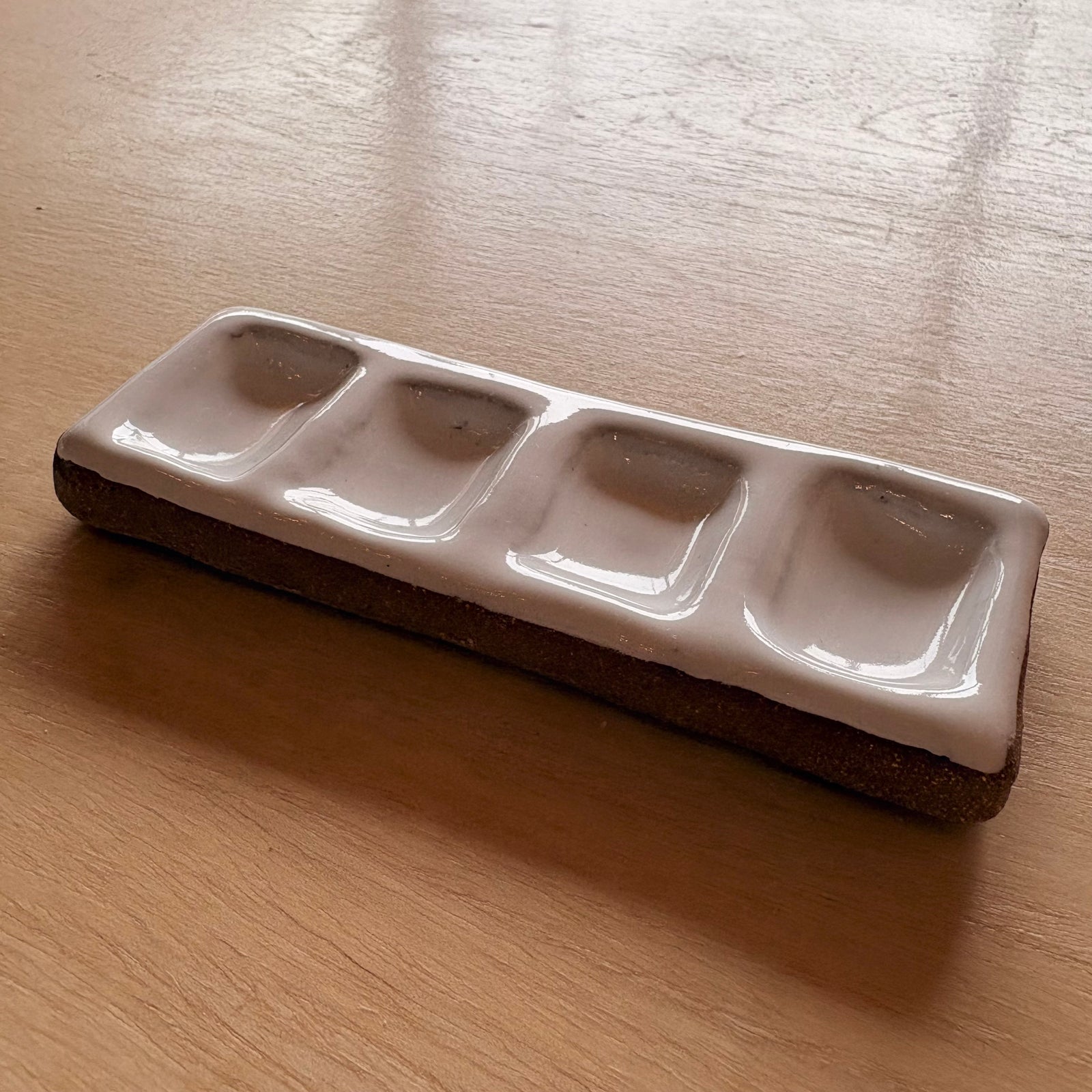 Handmade Ceramic 4-pan Paint Palette