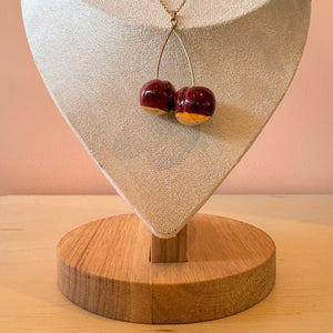 Ceramic Cherry Necklace - Burgundy