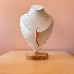 Ceramic Chili Pepper Necklace - Salmon