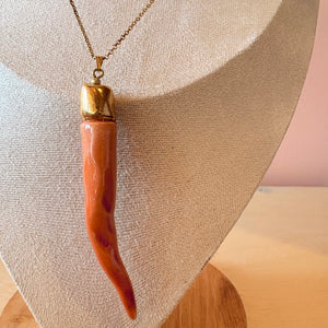 Ceramic Chili Pepper Necklace - Salmon