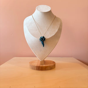 Ceramic Flowered Lucky Horn - Turquoise