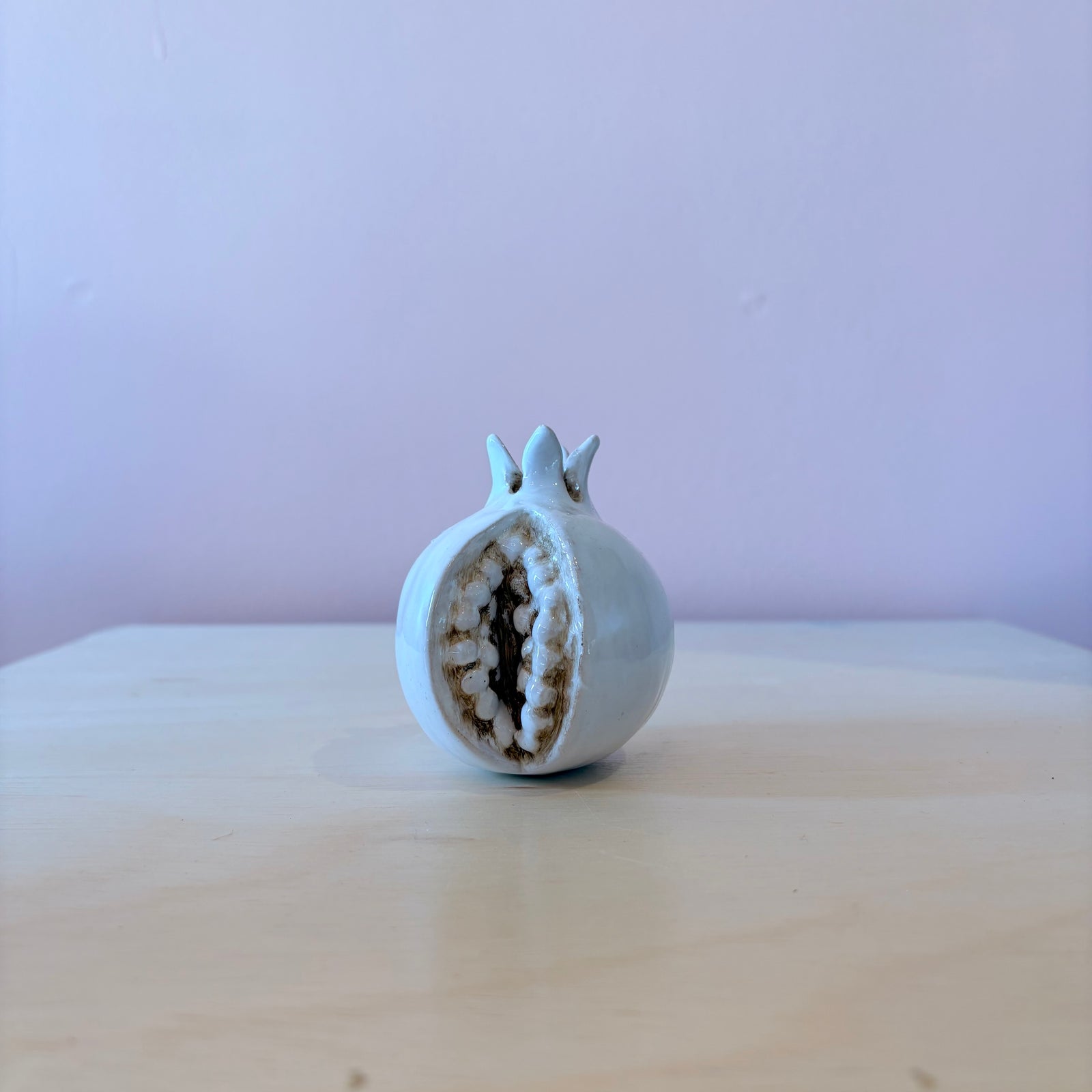 White Ceramic Pomegranate - Medium