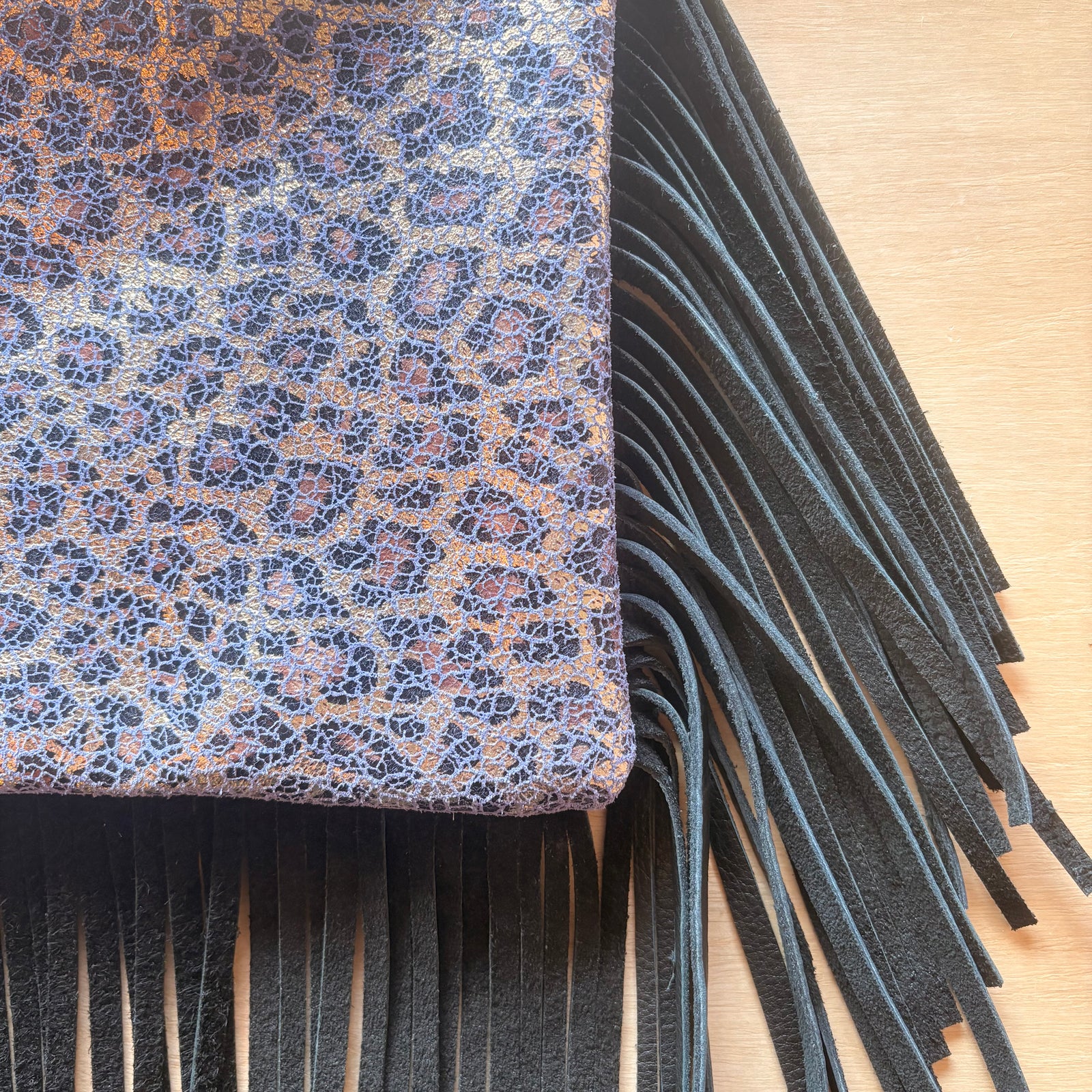 Joni Fringe - Distressed Purple Leopard