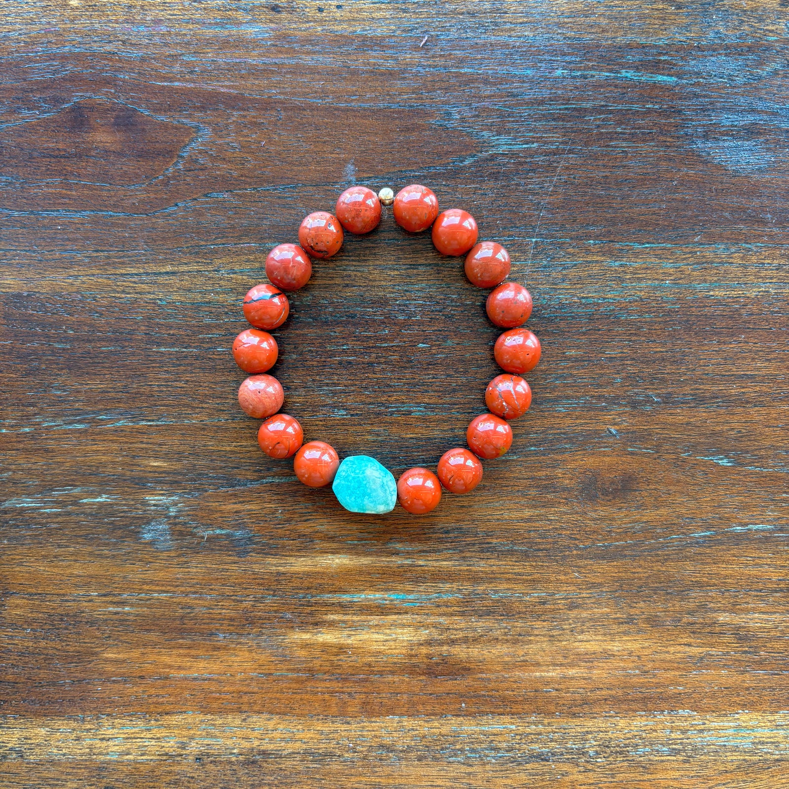 Red Jasper & Peruvian Amazonite Bracelet