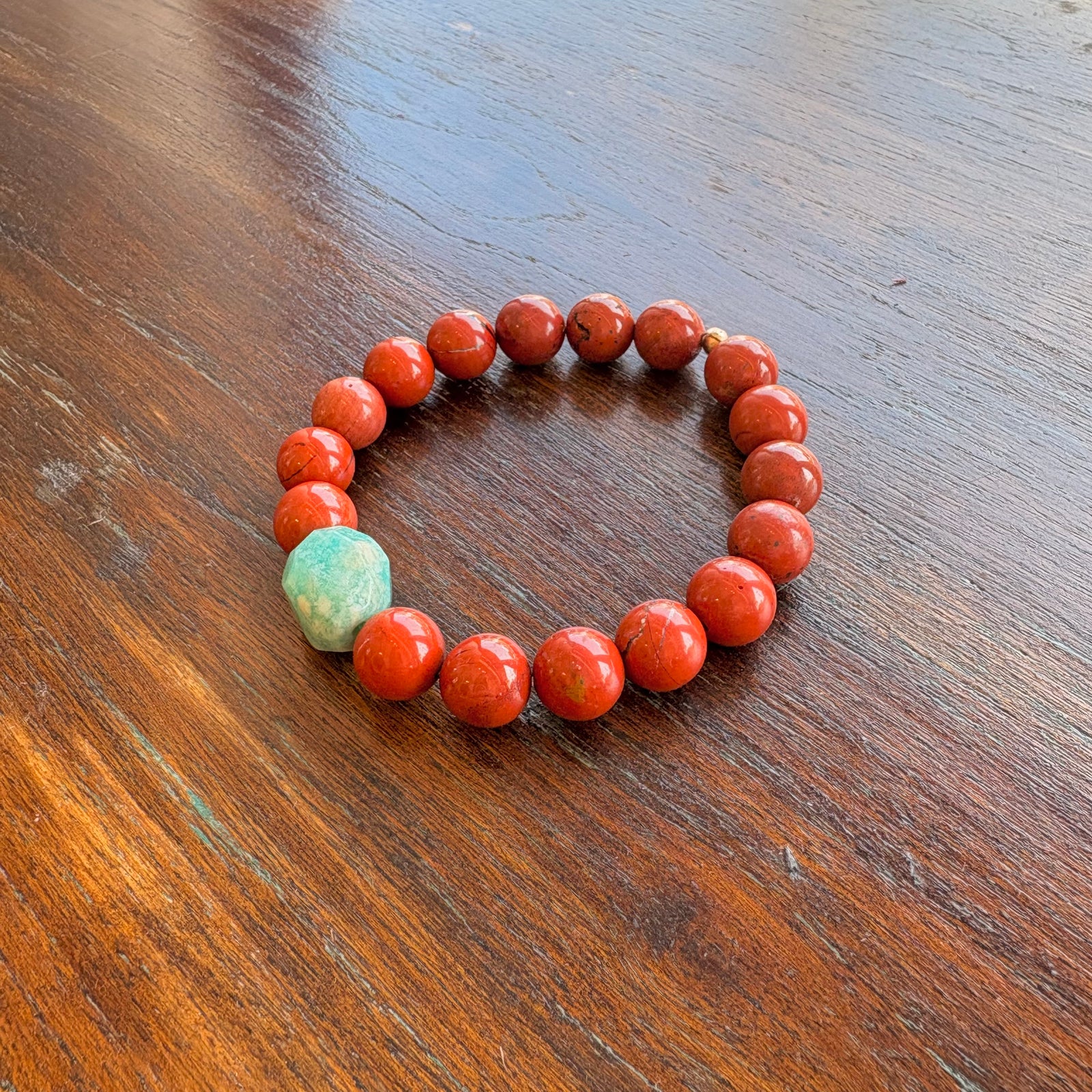 Red Jasper & Peruvian Amazonite Bracelet