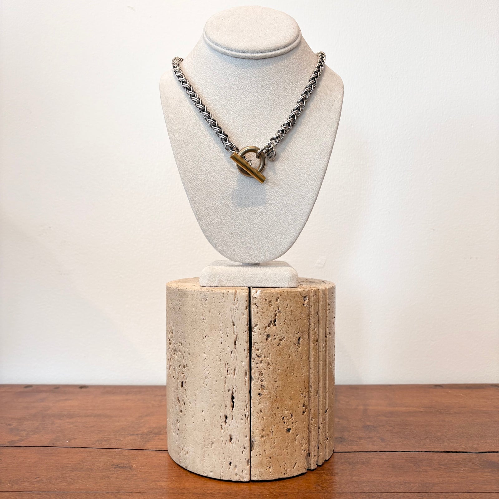 Palm Necklace - Brass & Oxidized Silver