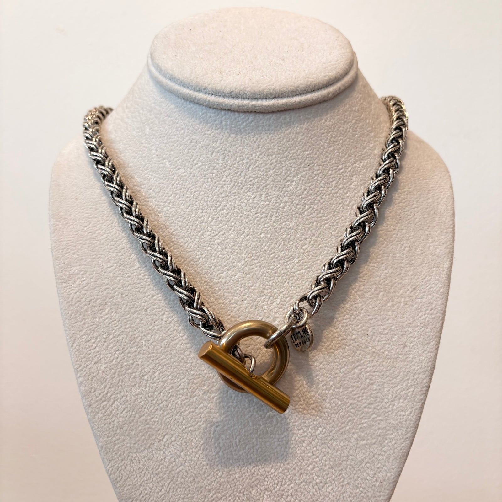 Palm Necklace - Brass & Oxidized Silver