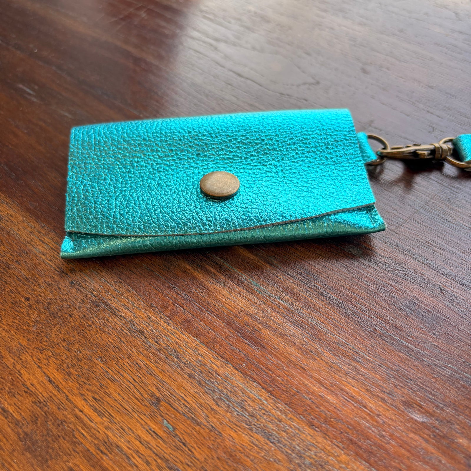 Mini Wristlet - Metallic Turquoise
