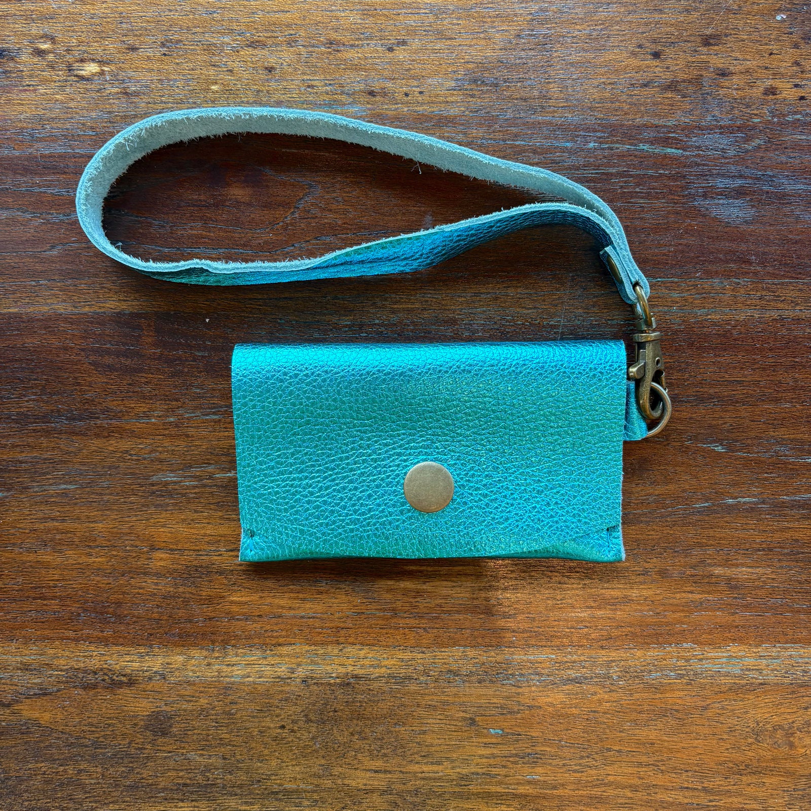 Mini Wristlet - Metallic Turquoise