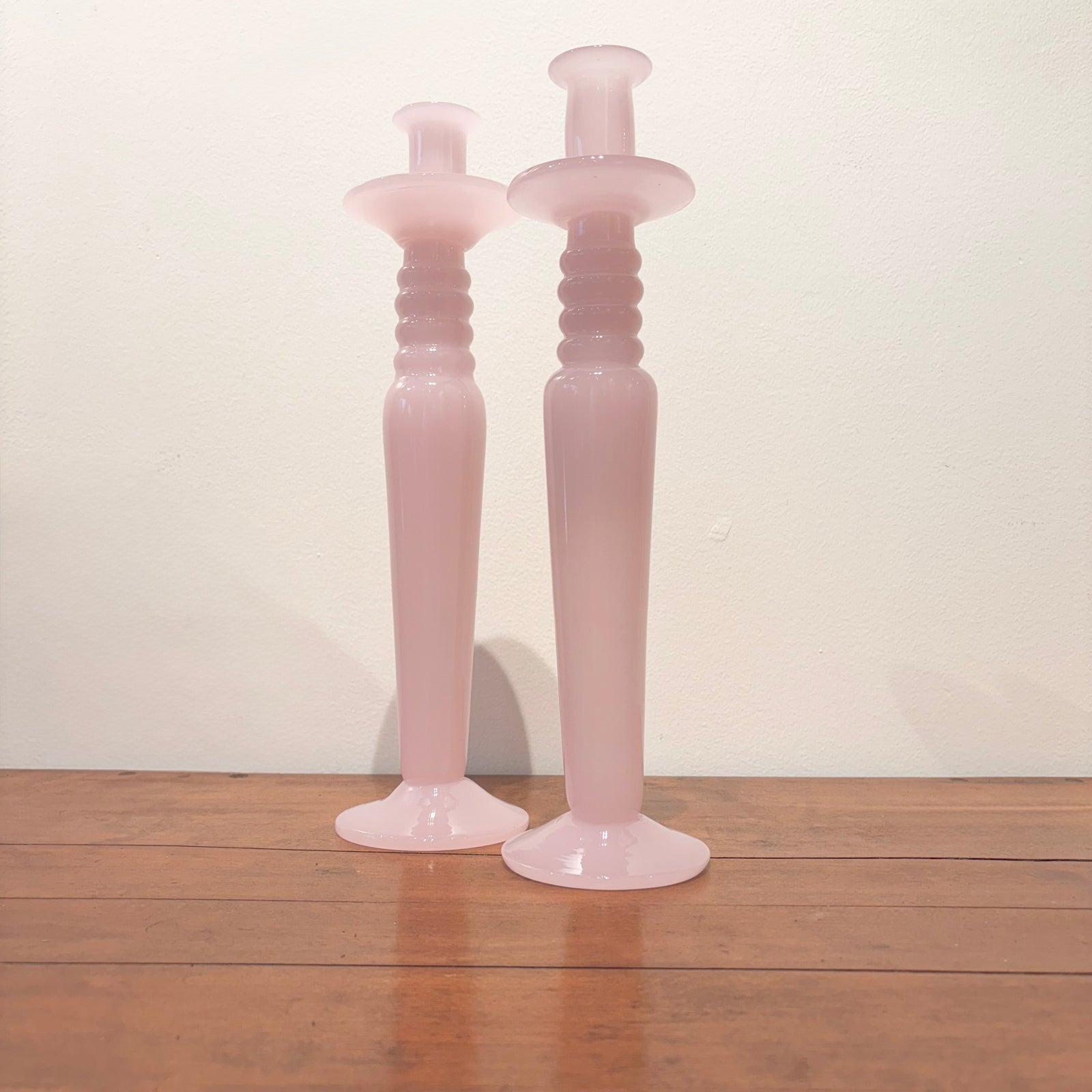 Pink Glass Candelabras (set of 2)