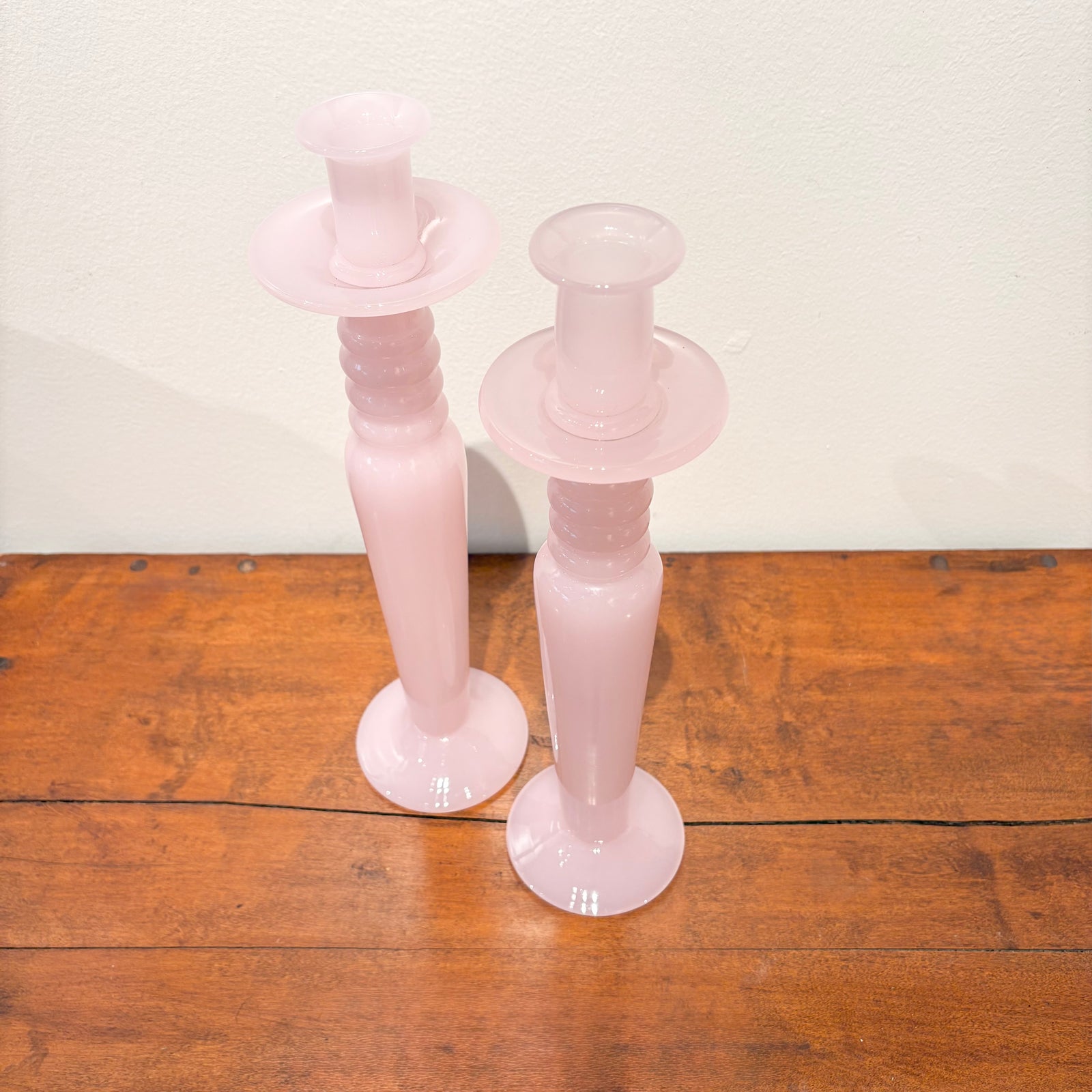Pink Glass Candelabras (set of 2)
